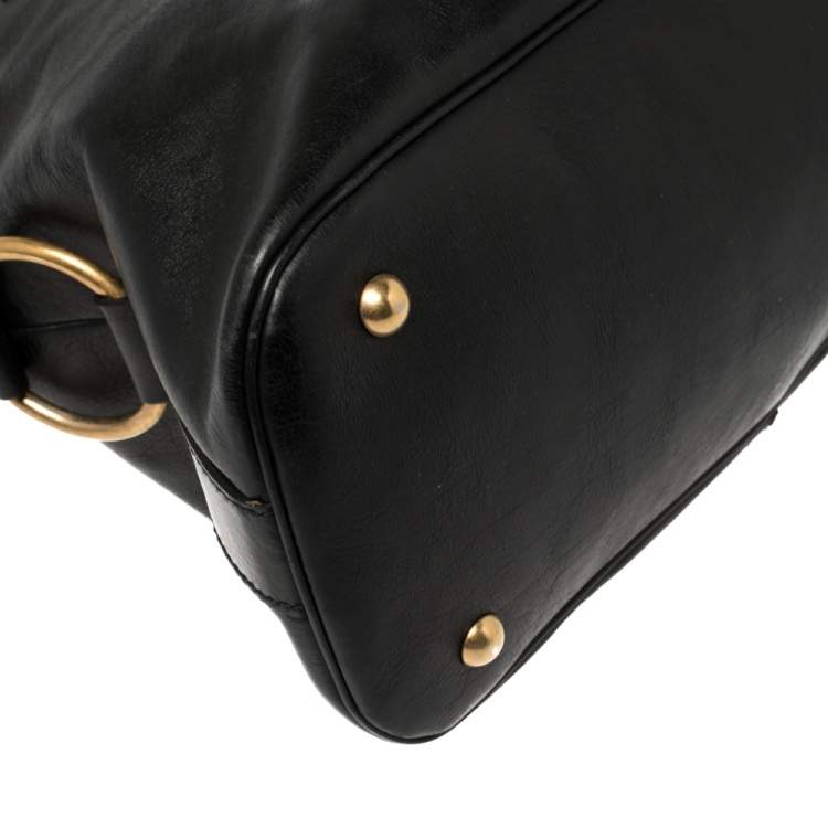 Pre Owned Yves Saint Laurent Black Leather Large Muse Bag