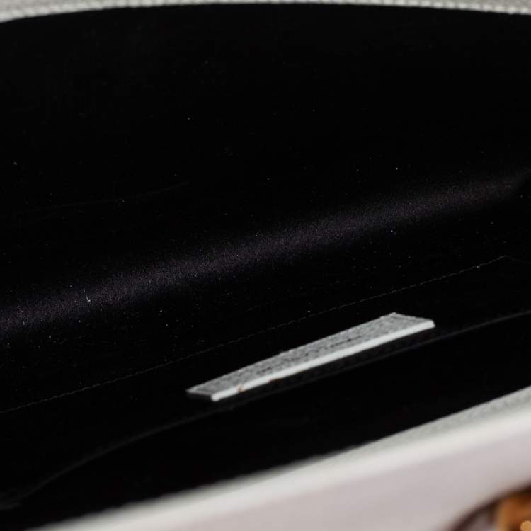Pre Owned Saint Laurent White Leather Y-Ligne Clutch