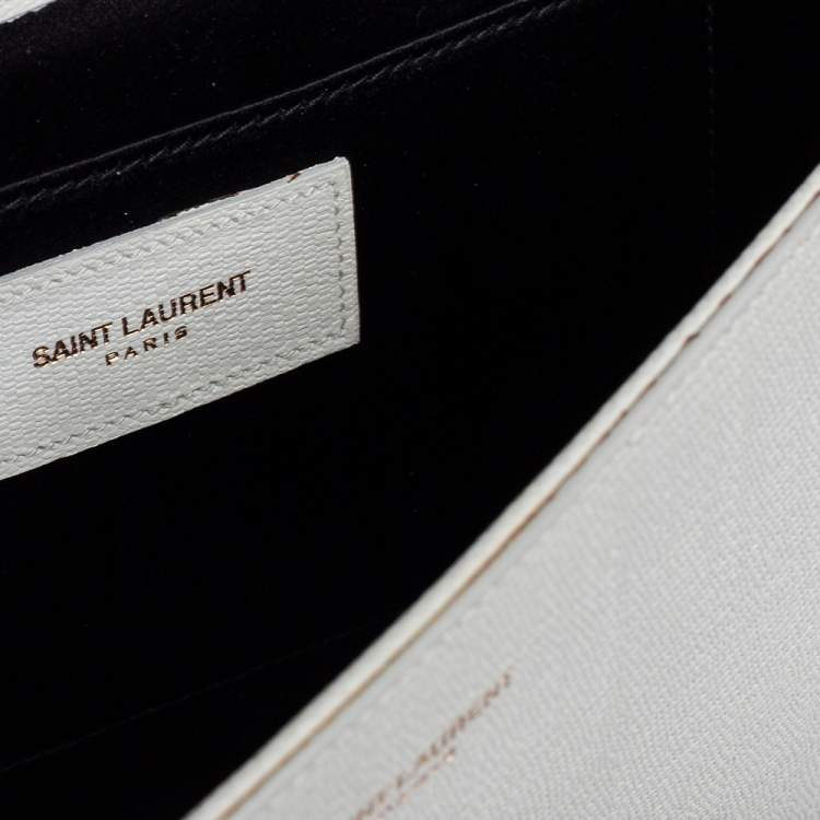 Pre Owned Saint Laurent White Leather Y-Ligne Clutch