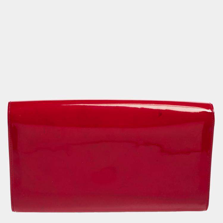 Pre Owned Yves Saint Laurent Pink Patent Leather Belle De Jour Flap Clutch