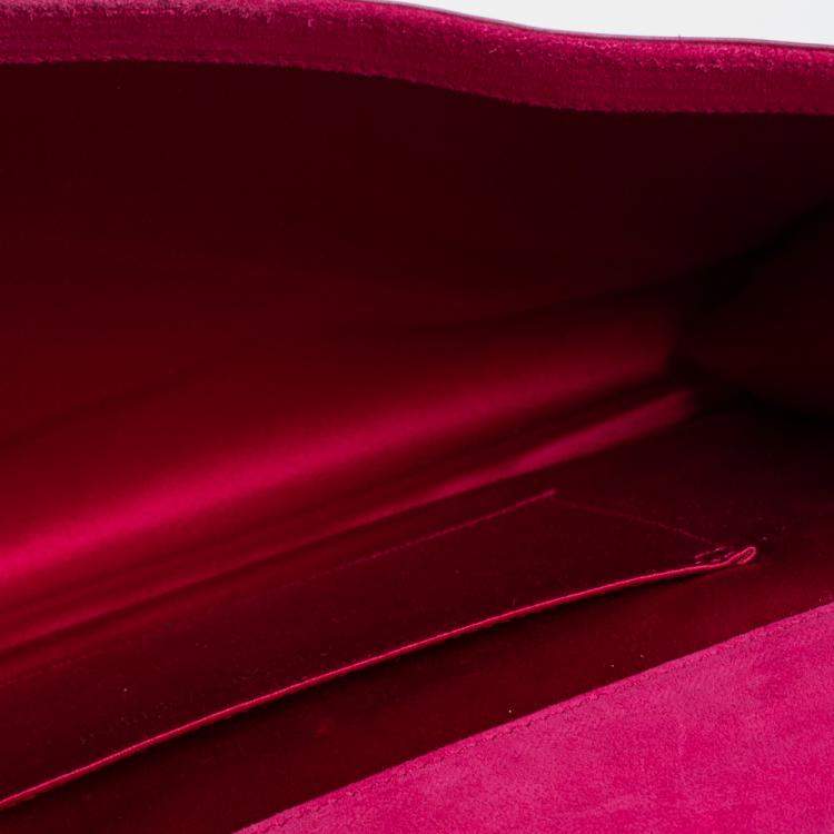 Pre Owned Yves Saint Laurent Pink Patent Leather Belle De Jour Flap Clutch