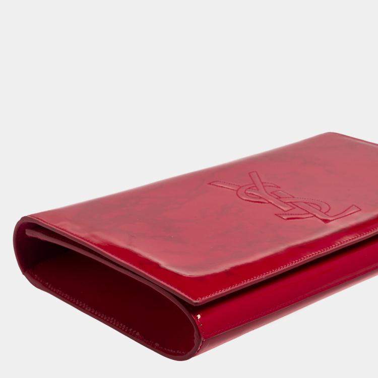 Pre Owned Yves Saint Laurent Pink Patent Leather Belle De Jour Flap Clutch