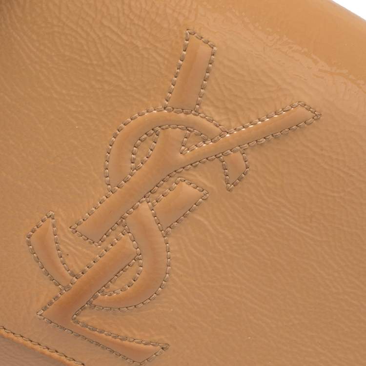 Pre Owned Yves Saint Laurent Beige Patent Leather Belle De Jour Flap Clutch