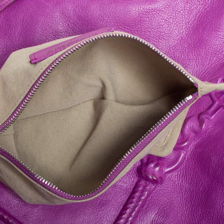 Pre Owned Yves Saint Laurent Purple Leather Charms Tote