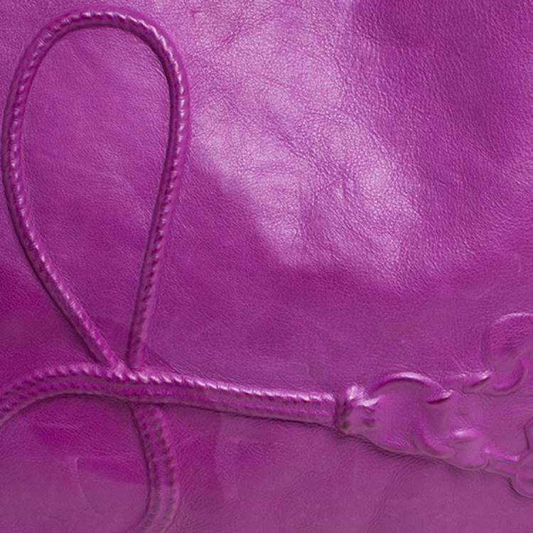 Pre Owned Yves Saint Laurent Purple Leather Charms Tote