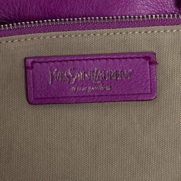 Pre Owned Yves Saint Laurent Purple Leather Charms Tote