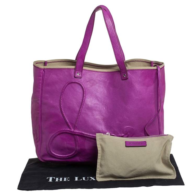 Pre Owned Yves Saint Laurent Purple Leather Charms Tote