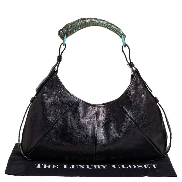 Pre Owned Yves Saint Laurent Black Leather Mombasa Hobo