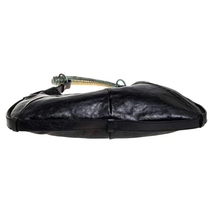 Pre Owned Yves Saint Laurent Black Leather Mombasa Hobo