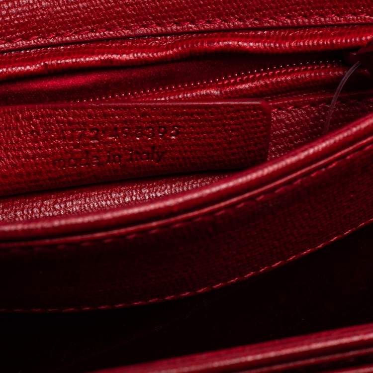 Pre Owned Yves Saint Laurent Red Textured Leather Medium Chyc Flap Bag  