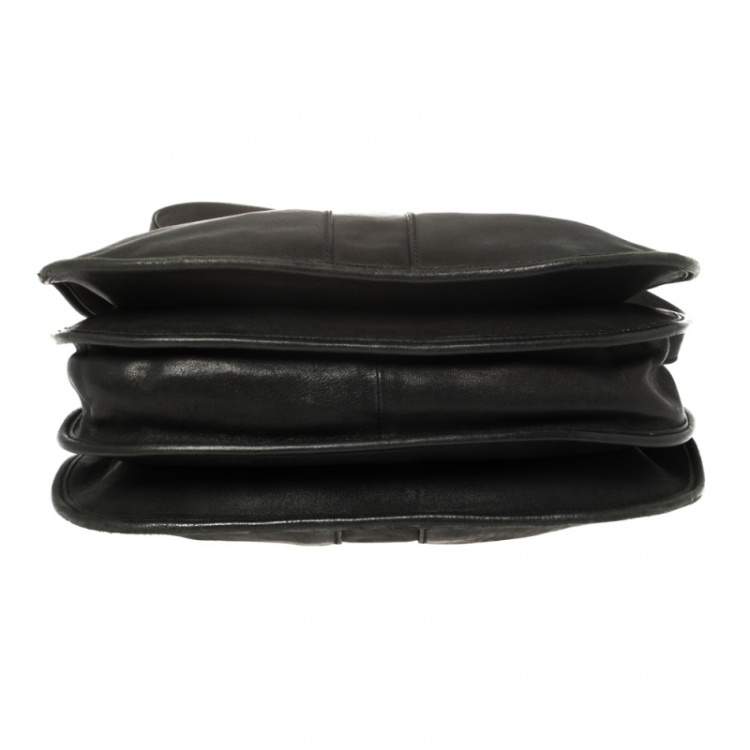 Pre Owned Yves Saint Laurent Black Leather Medium Cabas Chyc Shoulder Bag
