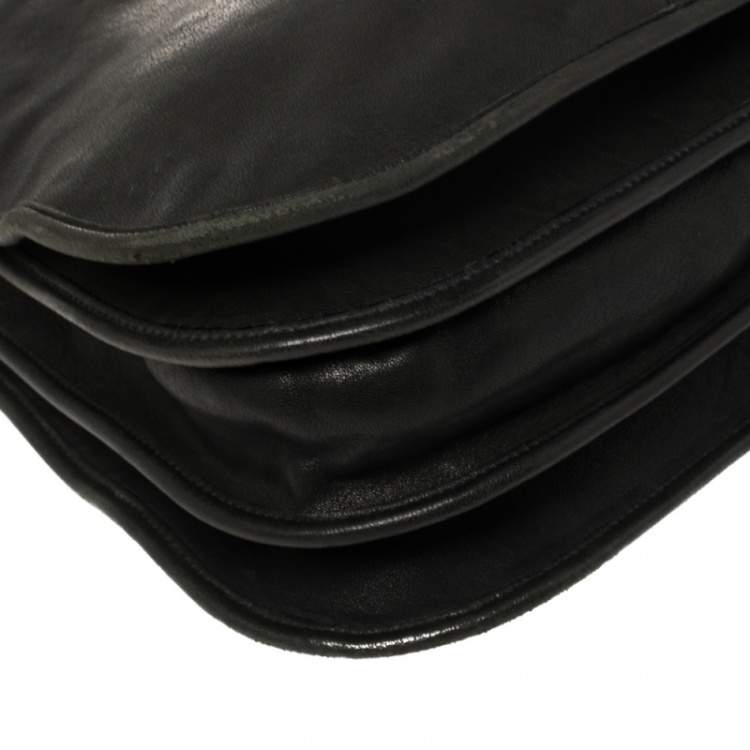 Pre Owned Yves Saint Laurent Black Leather Medium Cabas Chyc Shoulder Bag