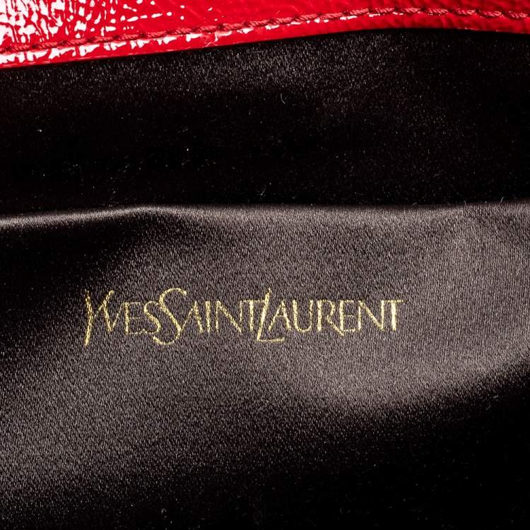 Pre Owned Yves Saint Laurent Red Patent Leather Belle De Jour Flap Clutch