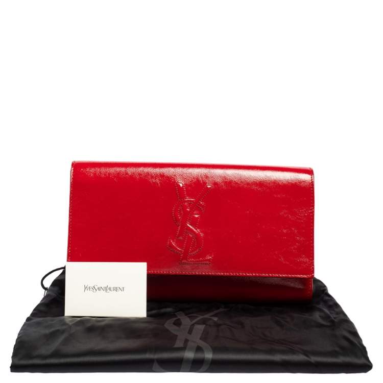 Pre Owned Yves Saint Laurent Red Patent Leather Belle De Jour Flap Clutch