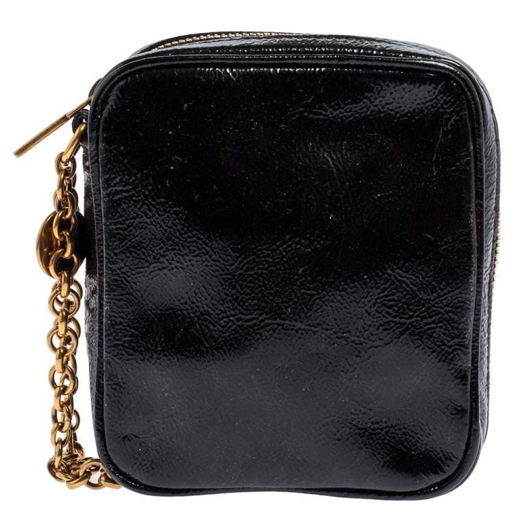 Pre Owned Yves Saint Laurent Black Leather Belle De Jour Chain Pouch