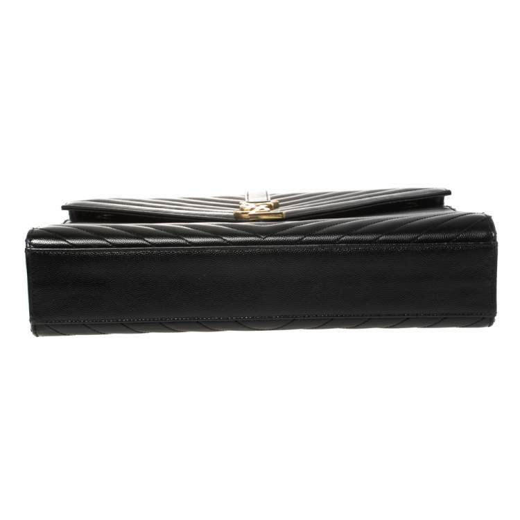 Pre Owned Saint Laurent Black Matelassé Leather Large Cassandre Flap Bag