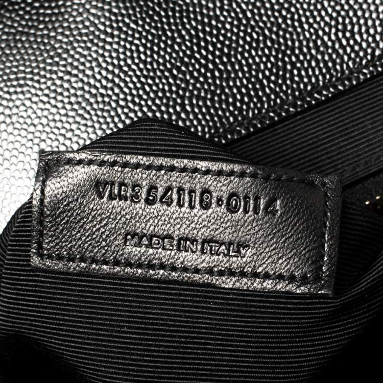 Pre Owned Saint Laurent Black Matelassé Leather Large Cassandre Flap Bag