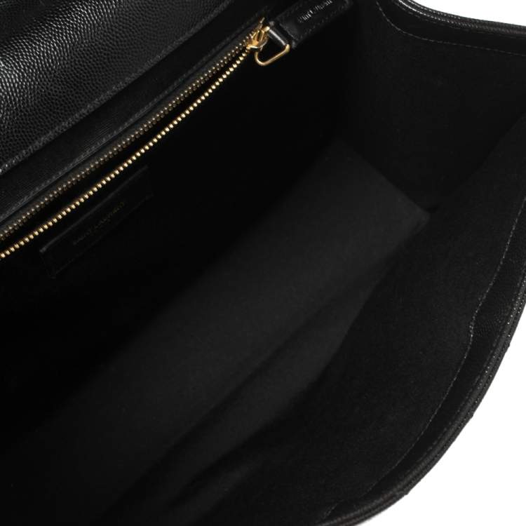 Pre Owned Saint Laurent Black Matelassé Leather Large Cassandre Flap Bag