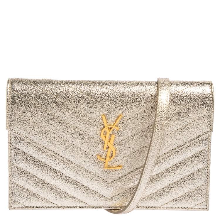 YSL Yves Saint Laurent WOC in white and gold  Saint laurent woc, Ysl wallet  on chain, Yves saint laurent bags