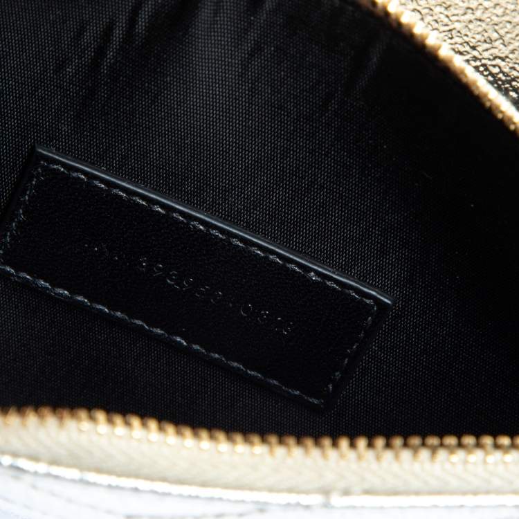 Pre Owned Saint Laurent Metallic Gold Matelasse Leather Monogram Envelope Wallet on Chain