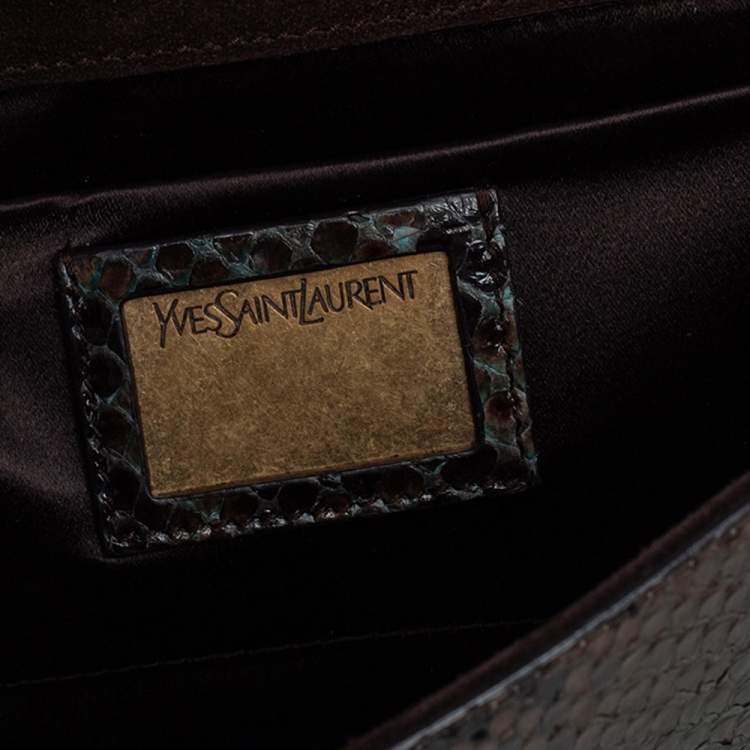 Pre Owned Yves Saint Laurent Brown Python Y-Ligne Clutch