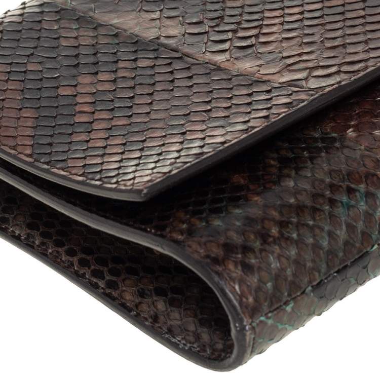 Pre Owned Yves Saint Laurent Brown Python Y-Ligne Clutch