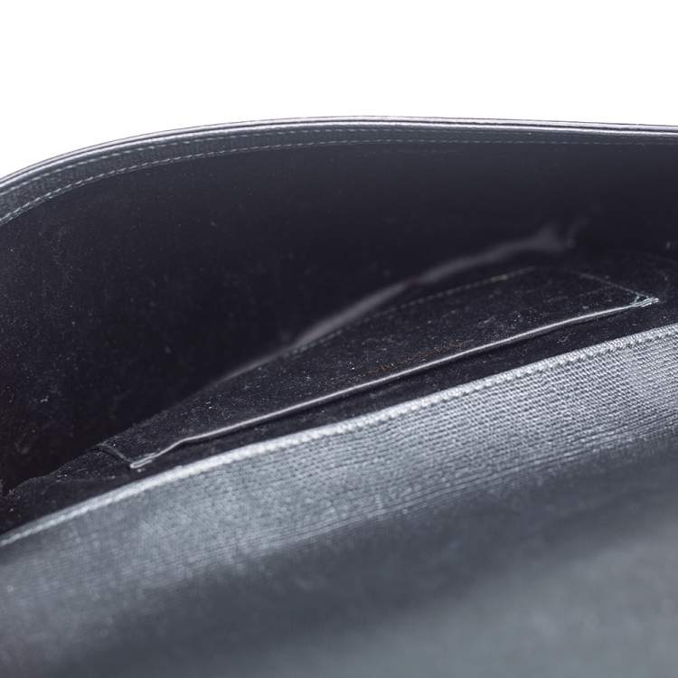 Pre Owned Yves Saint Laurent Black Textured Leather Y-Ligne Clutch