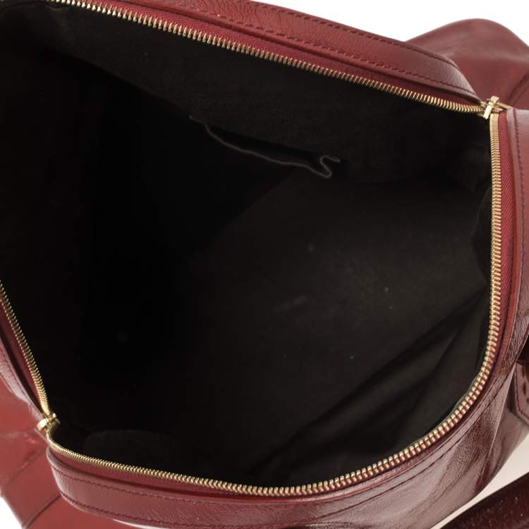Pre Owned Yves Saint Laurent Dark Red Patent Leather Large Muse Satchel
