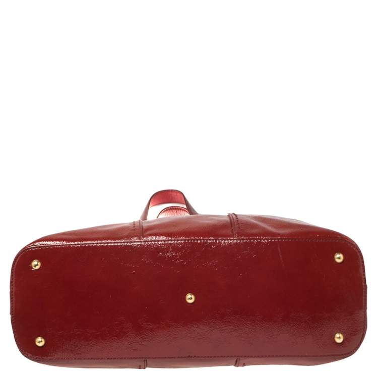Pre Owned Yves Saint Laurent Dark Red Patent Leather Large Muse Satchel
