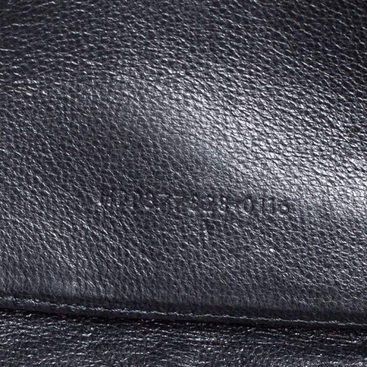 Pre Owned Saint Laurent Black Chevron Quilted Leather Monogram Envelope Wallet on Chain
