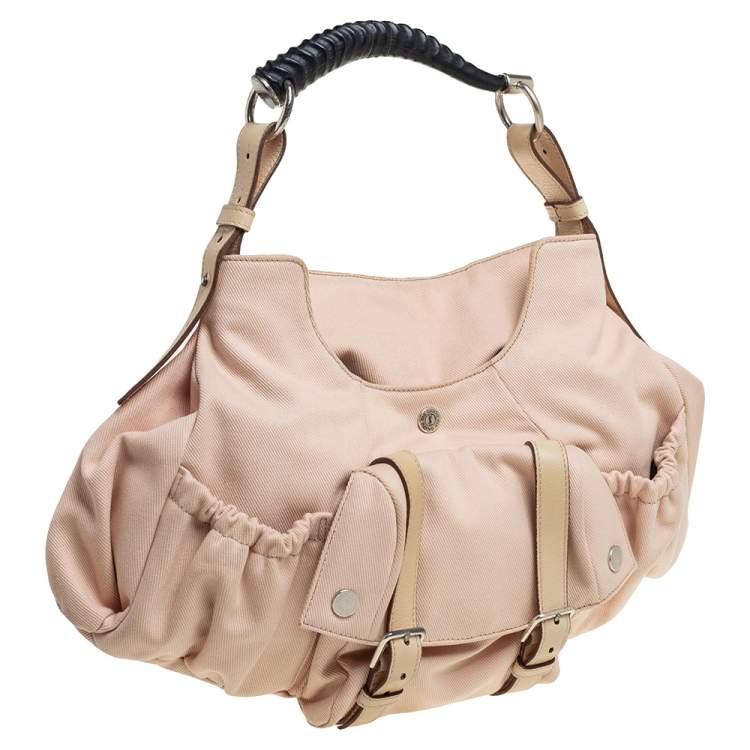 Pre Owned Yves Saint Laurent Beige Canvas and Leather Horn Mala Mala Bag