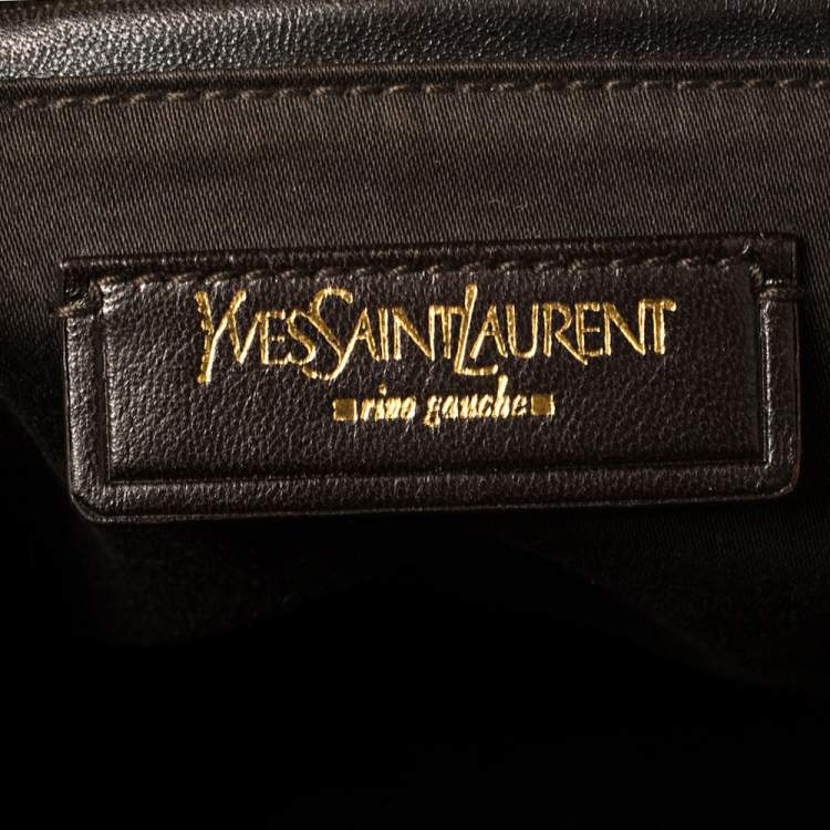 Pre Owned Yves Saint Laurent Military Green Leather Large Downtown Tote