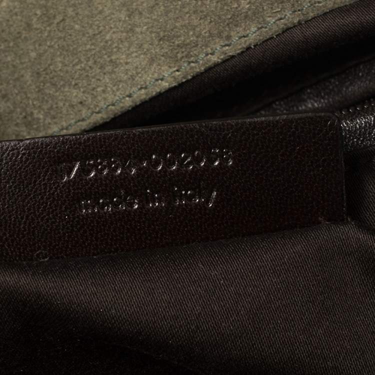 Pre Owned Yves Saint Laurent Military Green Leather Large Downtown Tote
