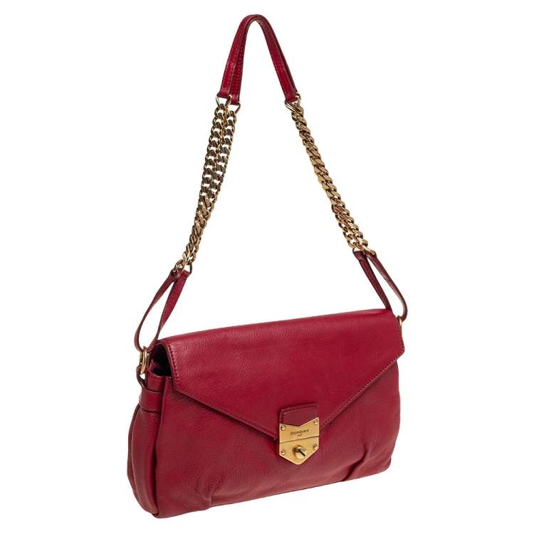 Pre Owned Yves Saint Laurent Red Leather Dandy Shoulder Bag