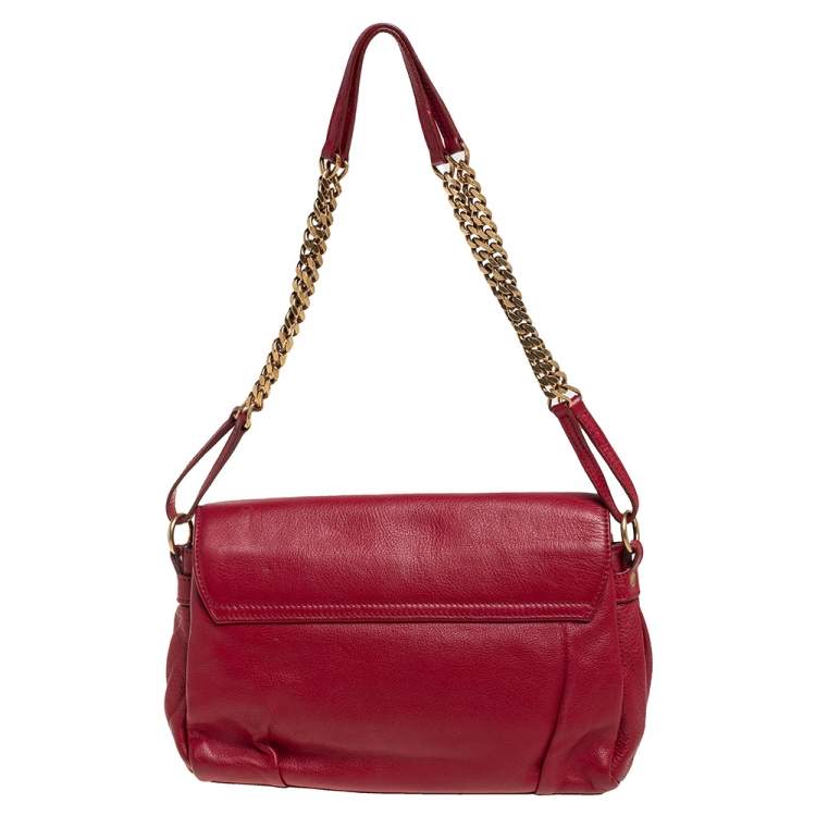 Pre Owned Yves Saint Laurent Red Leather Dandy Shoulder Bag