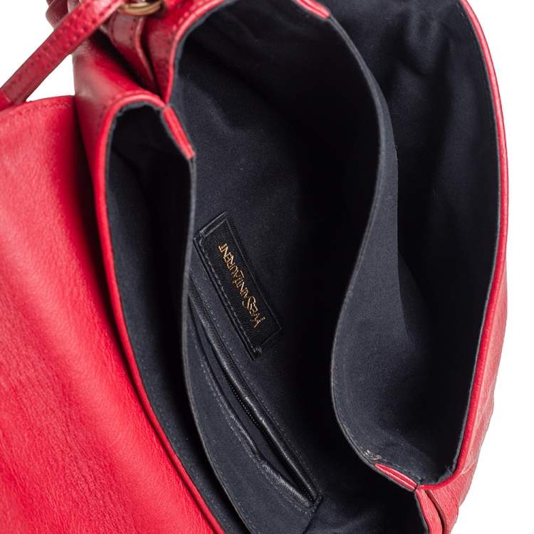 Pre Owned Yves Saint Laurent Red Leather Dandy Shoulder Bag
