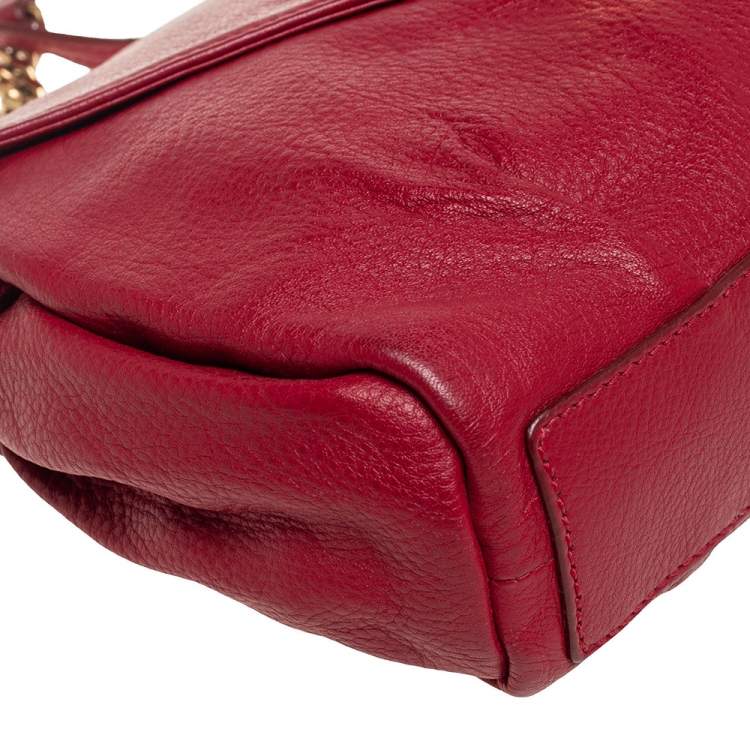Pre Owned Yves Saint Laurent Red Leather Dandy Shoulder Bag