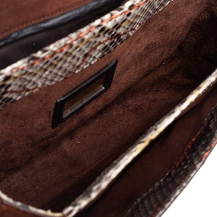 Pre Owned Yves Saint Laurent Multicolor Python and Suede Medium Chyc Flap Bag