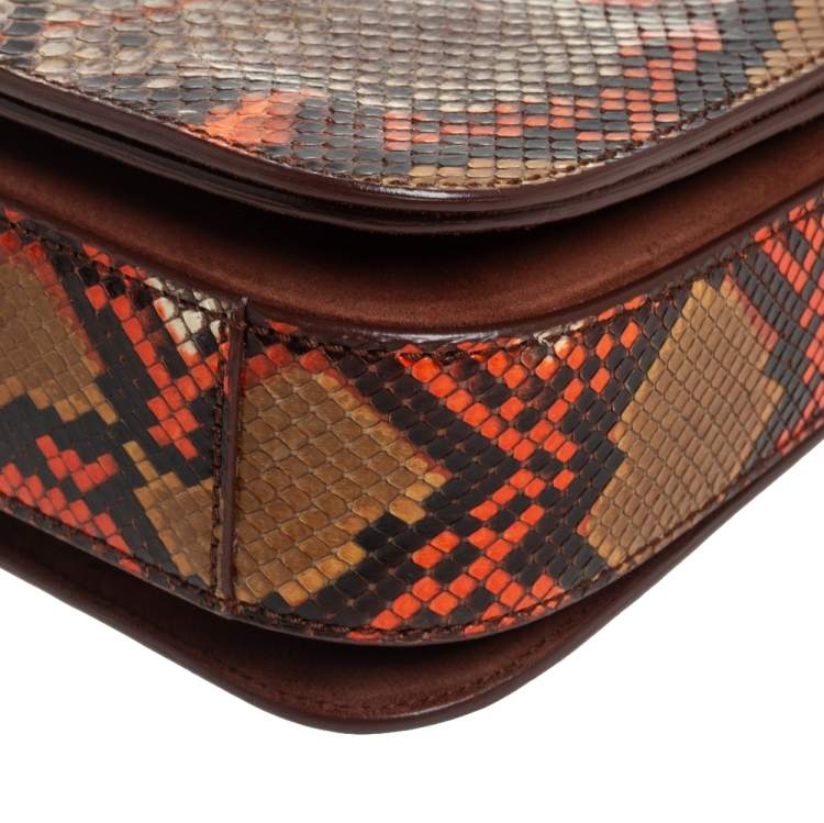 Pre Owned Yves Saint Laurent Multicolor Python and Suede Medium Chyc Flap Bag
