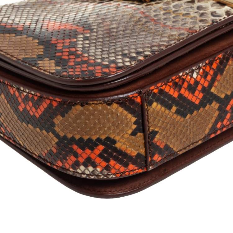 Pre Owned Yves Saint Laurent Multicolor Python and Suede Medium Chyc Flap Bag