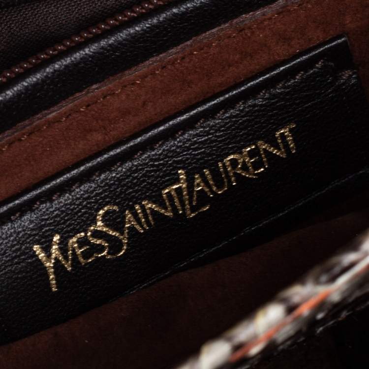 Pre Owned Yves Saint Laurent Multicolor Python and Suede Medium Chyc Flap Bag