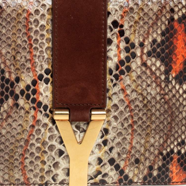Pre Owned Yves Saint Laurent Multicolor Python and Suede Medium Chyc Flap Bag