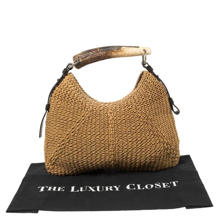مملوكة مسبقًا Yves Saint Laurent Tan Raffia Mombasa Hobo