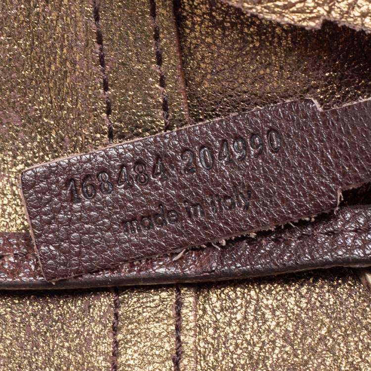 Pre Owned Yves Saint Laurent Gold/Dark Brown Leather Reversible Double Sac Y Tote