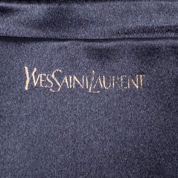 Pre Owned Yves Saint Laurent Blue Patent Leather Belle De Jour Flap Clutch