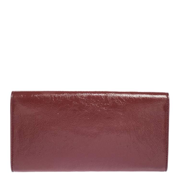 Pre Owned Yves Saint Laurent Pink Patent Leather Small Belle De Jour Flap Clutch