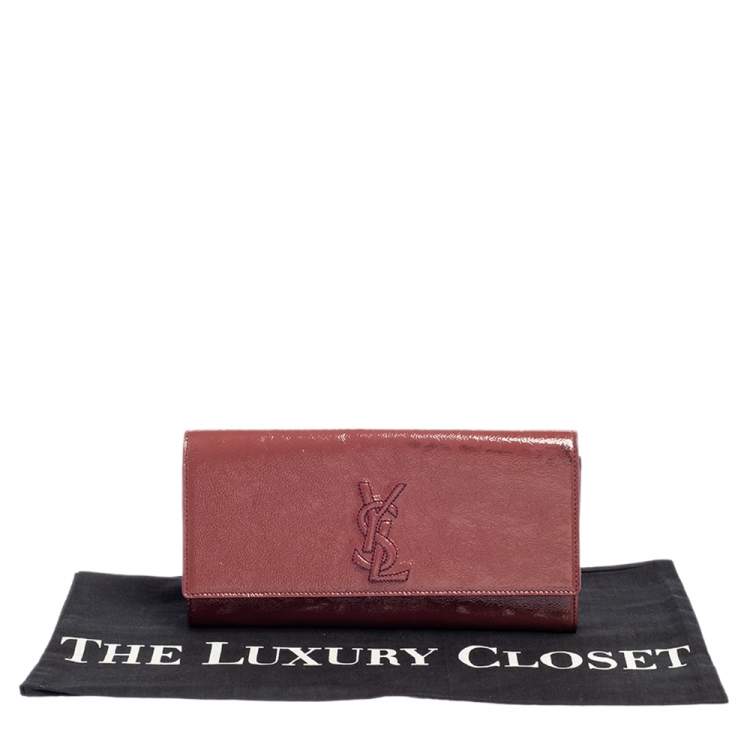 Pre Owned Yves Saint Laurent Pink Patent Leather Small Belle De Jour Flap Clutch