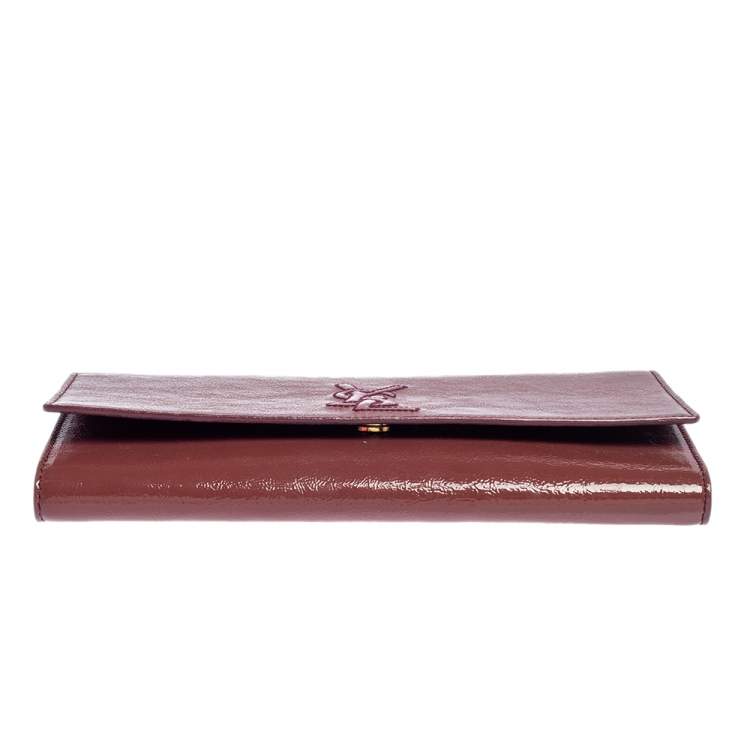 Pre Owned Yves Saint Laurent Pink Patent Leather Small Belle De Jour Flap Clutch