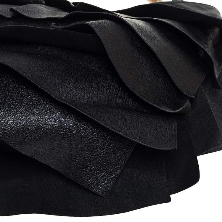 Pre Owned Yves Saint Laurent Black Leather St. Tropez Mombasa Hobo