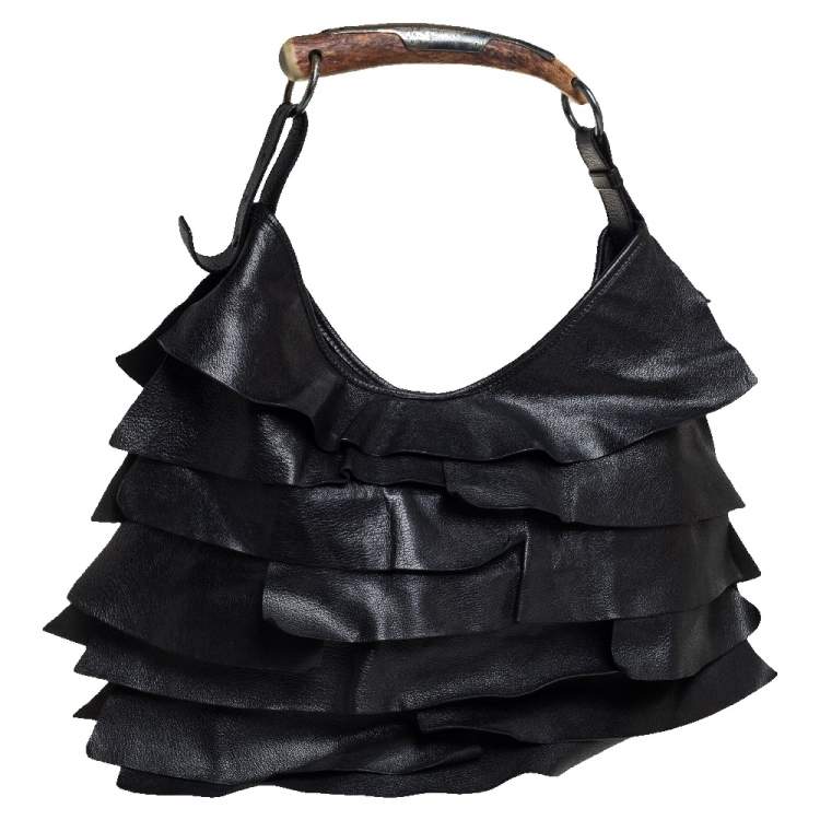 Pre Owned Yves Saint Laurent Black Leather St. Tropez Mombasa Hobo